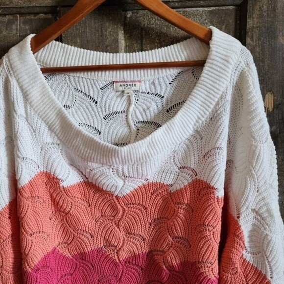 Andree by Unit Coral Colorblock Dolman Sleeve Oversized Sweater Size 1X - Picture 4 of 10